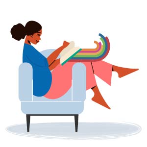 Lady in a chair reading a book